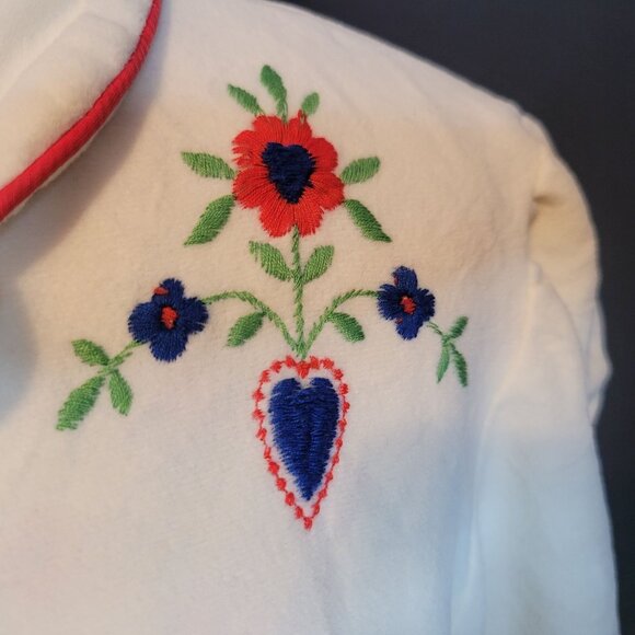 Vintage Nightgown Robe Set Women Size 13 Embroidered Flowers Hearts Tie Waist - Picture 13 of 16